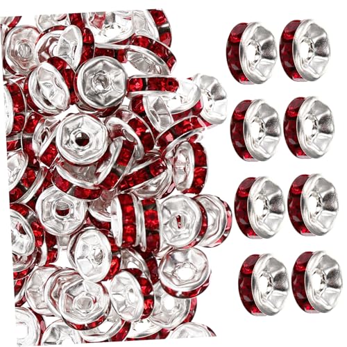 HOMOBABE 200 Stück Rondelle Strassperlen Rot Schmuck Spacer Beads für DIY Schmuckherstellung Armbänder Halsketten Bastelperlen Zubehör von HOMOBABE
