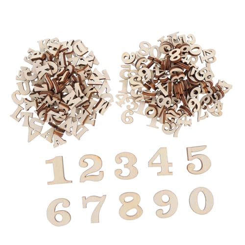 HOMOBABE 200 Stück Teiliges Holzbuchstaben und Zahlen Set Natürliche Holzfarbe zum Basteln und Diy Projekten Vielseitig für Dekoration Schule Hochzeit Langlebig und Sicher für Kreative von HOMOBABE