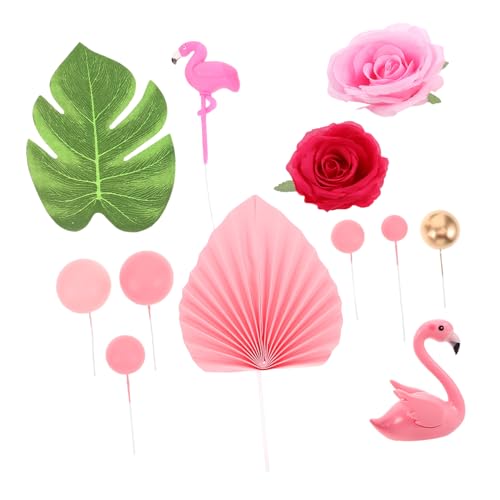 HOMOBABE 23 Stück Luau-Kuchendekorationen Dekorationen für Strandkuchen Hawaii-Partydekorationen Hawaii-Geburtstagstorte Topper Tropische Dekorationen Schaum Rosa von HOMOBABE