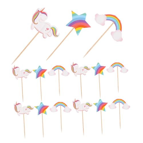 HOMOBABE 24 Stück Cartoon Cupcake Topper Einhorn Themen Dekoration für Geburtstagstorten Sichere und Vielseitige Tortendeko für Kinderfeiern und von HOMOBABE
