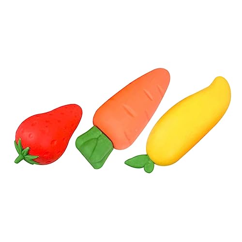 HOMOBABE 3 Stück Niedliche Fruchtform Radierer Mini Kawaii Radierer für Schule Büro und Zuhause Praktische Malzubehör für Studenten Erdbeere Mango Karotte von HOMOBABE