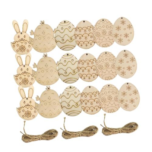 HOMOBABE 36 Stück Ostereier Urlaub Ornament Bausätze Dekorationen DIY-deko Zu Ostern Eierscheibe Aus Holz Unvollendeter Eierausschnitt Aus Holz Handgefertigter Graffiti-chip Beige Hölzern von HOMOBABE