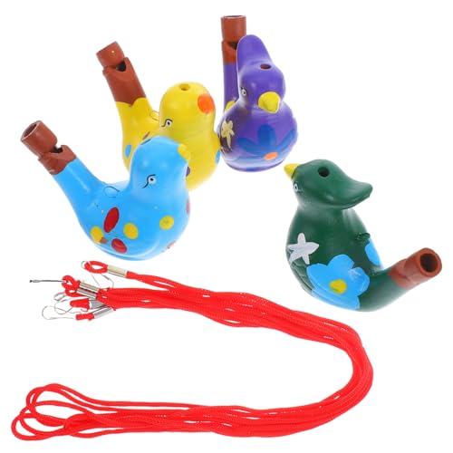 HOMOBABE 4 Stück Bunte Keramische Wasservogelpfeifen Musikalische Pfeifen für Badewannen Spaß und Partygeschenke Interaktive Vogelrufe für Erwachsene von HOMOBABE