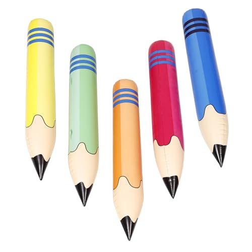 HOMOBABE 5 Stück Aufblasbare Riesen Buntstifte Jumbo Bleistift Deko für Geburtstagsfeiern Schulanfang und Abschlussfeier PVC Grün Rot Gelb Blau und Orange von HOMOBABE