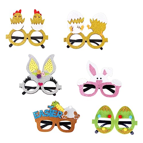 HOMOBABE 6 Stück Ostergläser-set Retro Wein Rosa Osterhasenbrille Urlaub Lustige Brillen Party Festival Osterbrille Vorabend Geformt Dekorationen Osterdeko Kostüm Brille Plastik von HOMOBABE