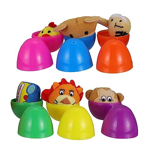 HOMOBABE 6 Stück Plüschpuppeneier Festival simuliertes Ei Ostern gefüllte Eier farbige Ostereier Eierschalen mit Plüschtieren mit Puppen Plastik von HOMOBABE