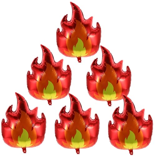 HOMOBABE 6Stücke Flammenballon Set Aluminiumfolienballons für Feuerwehrmann Themenparty Geburtstagsfeiern und Sportevents Langlebig und Auslaufsicher Partyzubehör von HOMOBABE