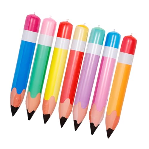 HOMOBABE 7 Stück Teiliges Aufblasbare PVC Bleistifte Jumbo Bleistift Deko für Schulanfang Partygeschenke und Klassenzimmer Verschiedenen Farben Gelb Orange Blau Grün Rot von HOMOBABE