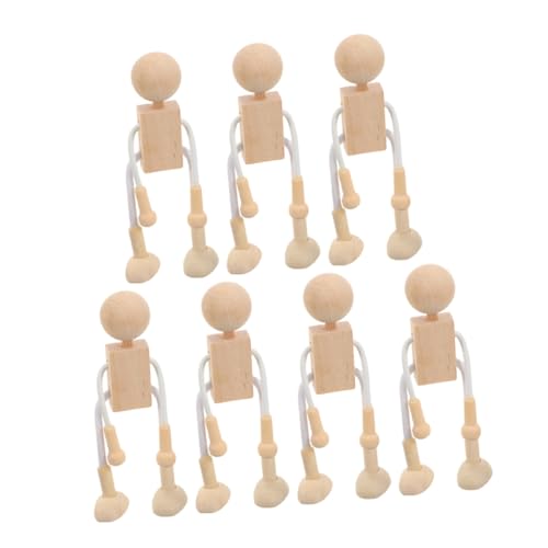 HOMOBABE 7 Stück Teiliges Holzfiguren Bemalen Unvollendete DIY Holzpuppen für Glatte Oberfläche Leicht und Langlebig für Basteln Weihnachtsdeko Geschenk und Kreative Malprojekte von HOMOBABE
