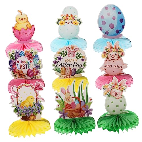 HOMOBABE 9 Stück Kaninchen -Ostereiendekoration Party Dekorationen Kernstück künstlich Frühling wabenförmiges Herzstück Mittelstücke Wabendekor Wabentischdekoration Papier von HOMOBABE