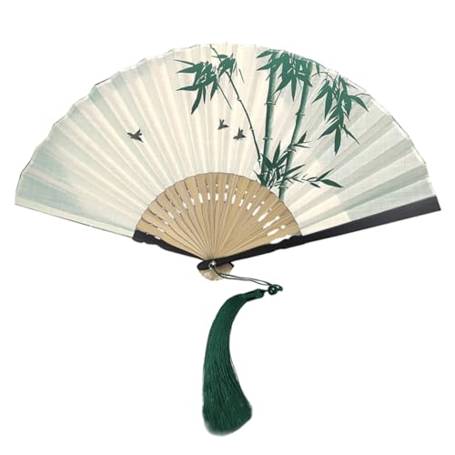 HOMOBABE Faltbarer Handfächer aus im Chinesischen Stil mit Quaste Vintage Dekofächer für Tanzpartys Fotorequisite Leicht und Tragbar für Sommer von HOMOBABE