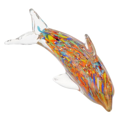 HOMOBABE Glas Delfin Dekofigur Desktop Ornament Handgefertigt Feine Details Stabile Basis Modernes Home Decor Geschenkidee von HOMOBABE