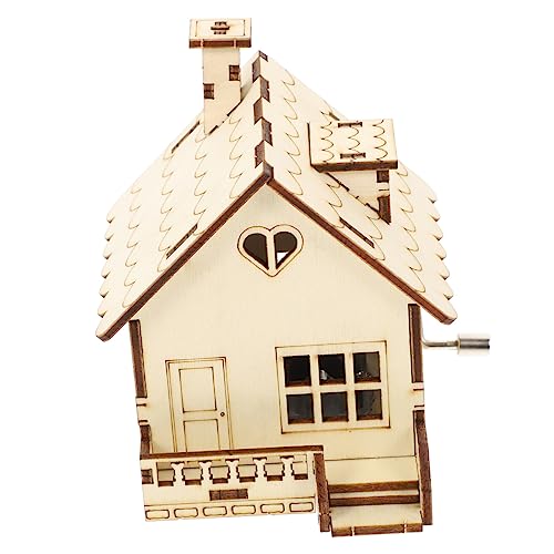 HOMOBABE Holz Musikbox für DIY Spieluhr im Hausform Design Dekorative Holzspieluhr mit Handgefertigter Gravur für und Wohnkultur für Weihnachten und Besondere Anlässe von HOMOBABE