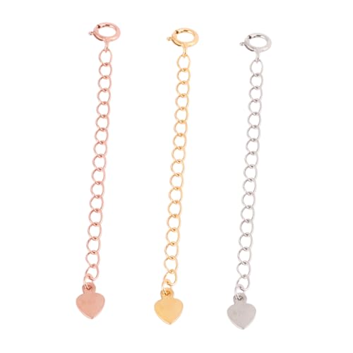 HOMOBABE Silber Schmuckverlängerung Teilig Herzform in Gold Silber Roségold für Halskette Armband und Fußkette Damen Schmuckzubehör HOMOBABE Silber Schmuckverlängerung Teilig Herzform in Gold Silber Roségold für Halskette Armband und Fußkette Damen Schmuckzubehör von HOMOBABE