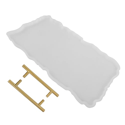 HOMOBABE Silikonform Tray mit Metallgriffen Robuste Epoxidharz Gießform Unregelmäßiges Tablett für Diy Servierbrett Leicht Entformbar Präzise Details Vielseitig für Kreative Bastelprojekte von HOMOBABE