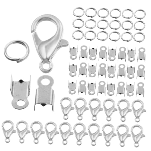 HOMOBABE Teiliges DIY Schmuckzubehör Set mit Karabinerverschlüssen Crimp Endkappen und Sprungringen Vielseitig für Armbänder Halsketten Ohrringe und Schmuckherstellung Geeignet von HOMOBABE