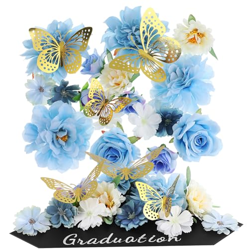HOMOCONO 1 Satz Graduation Cap Decoration Kit Diy Blumen Schmetterlinge für Abschlussfeiern Einfache Installation für Feierliche Anlässe Kleber für Sofortigen Einsatz von HOMOCONO