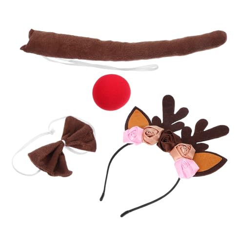 HOMOCONO 1 Satz Teiliges Rentier Dekorationsset mit Geweih Haarreif Roter Nase und Fliege für Festliche Anlässe Cosplay und Partys HOMOCONO 1 Satz Teiliges Rentier Dekorationsset mit Geweih Haarreif Roter Nase und Fliege für Festliche Anlässe Cosplay und Partys von HOMOCONO