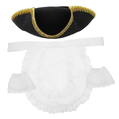 HOMOCONO Piraten-Dreispitz-Hut Party-Set Spitzen-Lätzchen Ärmelüberzüge Cosplay Festival-Hut Erwachsene Jungen und Mädchen Karnevals-Accessoire HOMOCONO Piraten-Dreispitz-Hut Party-Set Spitzen-Lätzchen Ärmelüberzüge Cosplay Festival-Hut Erwachsene Jungen und Mädchen Karnevals-Accessoire von HOMOCONO