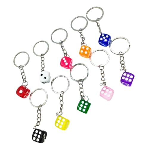 HOMOCONO 10 Stück Bunter Teiliges Würfel Schlüsselanhänger Robuste Multifunktionale Würfel Charms für Taschen Rucksäcke und Dekoration als Glücksbringer für Schule und Alltag von HOMOCONO
