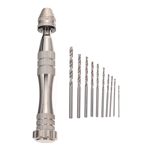 HOMOCONO 1Satz Handbohrgerät Aluminium Legierung mit Bohrern Manuelle Bohrmaschine für Handgefertigte Arbeiten Vielseitig Einsetzbar Rutschfest und Ergonomisch Gestaltet von HOMOCONO