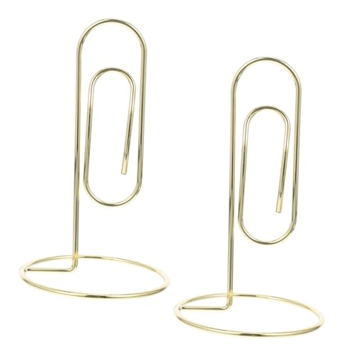 HOMOCONO 2 Stück Goldene Metallkartenhalter Stabile Memo Clips für Büro Tisch Organizer für Visitenkarten und Notizen Robuste Tischkartenhalter für Fotos und Memos von HOMOCONO