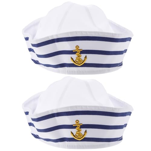 HOMOCONO 2 Stück Kapitänsmütze für Erwachsene Verstellbare Matrosenmütze für Cosplay Bühnenaufführungen und Mottopartys Unisex mit Blau Weißem Streifenmuster für Karneval und Kostüme HOMOCONO 2 Stück Kapitänsmütze für Erwachsene Verstellbare Matrosenmütze für Cosplay Bühnenaufführungen und Mottopartys Unisex mit Blau Weißem Streifenmuster für Karneval und Kostüme von HOMOCONO