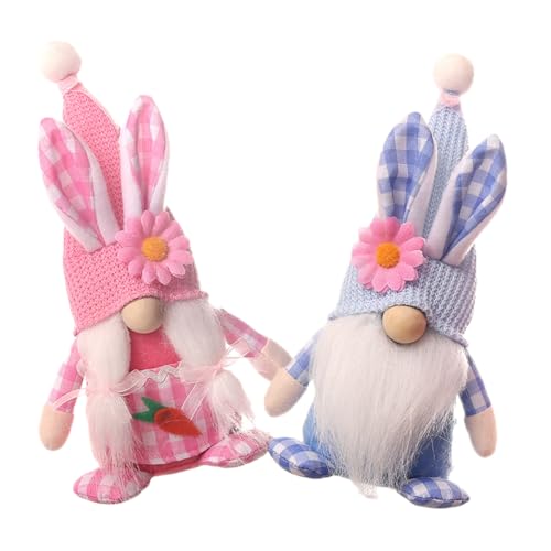 HOMOCONO 2 Stück Osterzwerg-Puppen Frühlings-Dekoration Für Zuhause Cartoon-Stoff-Zwerge Tisch-Ornament von HOMOCONO