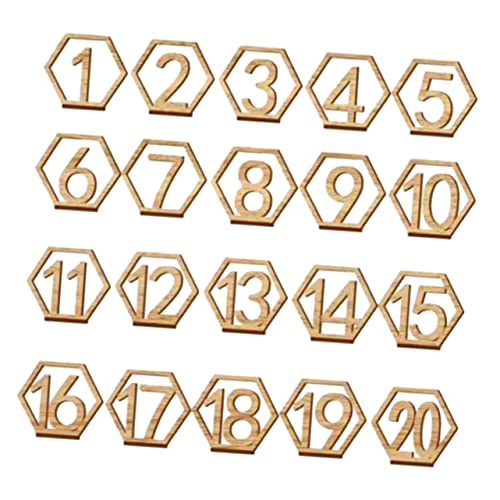 HOMOCONO 20Stücke Holz Tischnummern Dekorative Hexagon Tischkarten für Hochzeiten Events Wiederverwendbare Sitzschilder für Restaurants von HOMOCONO