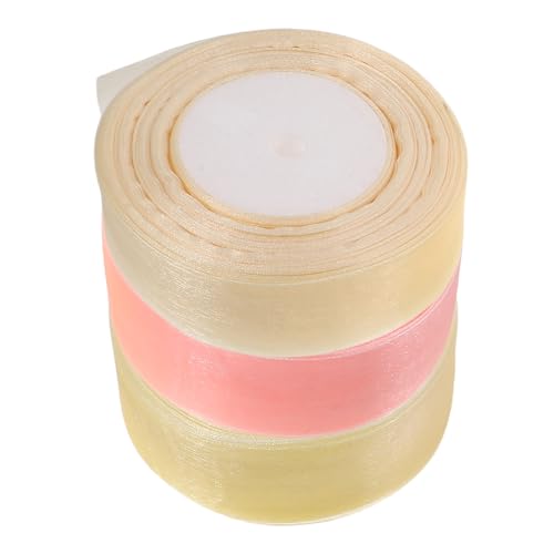 HOMOCONO 3 Rollen Verpackung Band Chiffon-wickelband Durchsichtiges Organzaband Band Für Blumenstrauß Geschenkband Zum Geburtstag Baumband Schleifenbänder Selber Machen Schneegarn von HOMOCONO