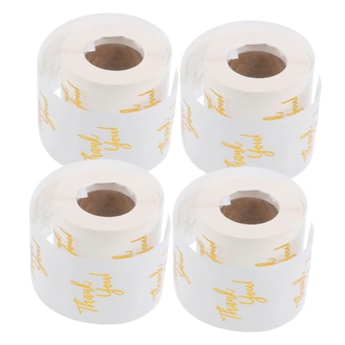HOMOCONO 4 Rollen Transparenten Goldfolie Thank You Aufklebern Selbstklebende Etiketten für Verpackungen Umschläge Stilvolle Dankesbotschaften für Hochzeit Kleinunternehmen von HOMOCONO