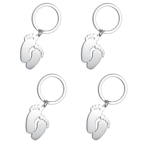 HOMOCONO 4 Stück Teiliges Fußabdruck Schlüsselanhänger für Jungen Shower Souvenir Schlüssel Ornament für Kindergeburtstag und Besondere Anlässe Stilvolles für Gäste von HOMOCONO