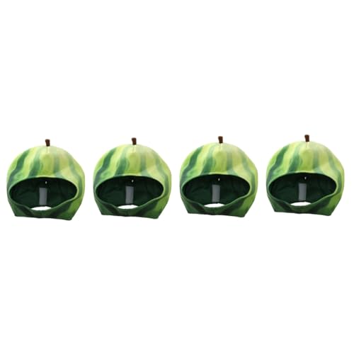 HOMOCONO 4 Stück Wassermelonen Kopfbedeckungen, Origineller Partyhut, Plüsch Obsthut, Party, Lustiger Kopfschmuck, Neuartiger Kostümhut, Party Neuheitshut, Plüschkappe, Plüsch Partyhut, von HOMOCONO