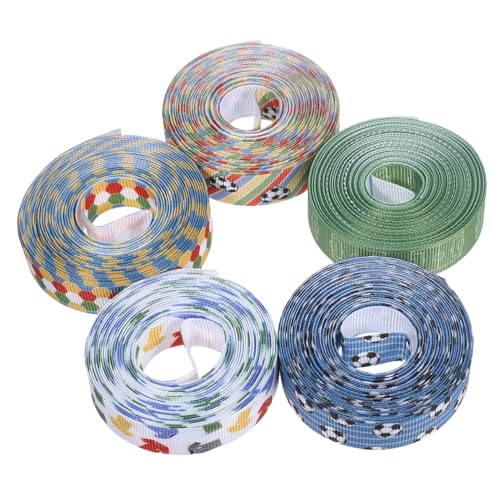HOMOCONO 5 Stück Fußball Dekorationsband aus Vielseitiges Geschenkband für Party Bastelprojekte Haarschleifen und Arrangements für Sportliche Anlässe und Feiern von HOMOCONO