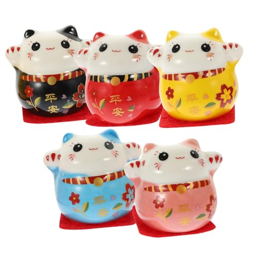 HOMOCONO 5 Stück Glückskatze, Kleine Katzendekoration, Mini Glückskatze, Ornament, Cartoon Katzenstatue, Keramik Katzenstatuen, Mini Katzendekoration, Tischplatte, Keramik, Basteldekor, HOMOCONO 5 Stück Glückskatze, Kleine Katzendekoration, Mini Glückskatze, Ornament, Cartoon Katzenstatue, Keramik Katzenstatuen, Mini Katzendekoration, Tischplatte, Keramik, Basteldekor, von HOMOCONO