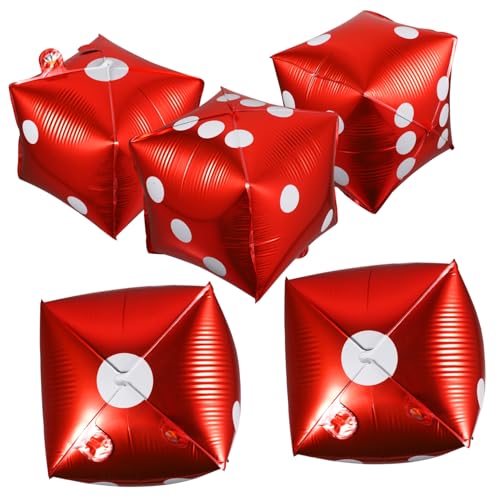 HOMOCONO 5Stücke Würfelballons aus Aluminiumfolie Themen Partydekoration für Geburtstagsfeiern und Spielevents Kreative Würfelform Robust und Sicher von HOMOCONO