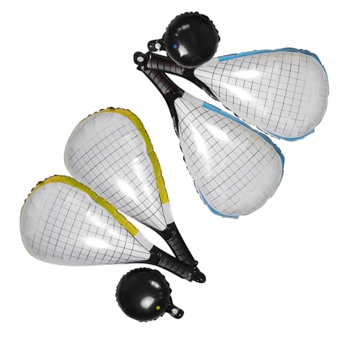 HOMOCONO 6 Stück Aufblasbare Tennisracket Deko für Sport Mottopartys Geburtstagsfeiern und Feste Robust und Wiederverwendbar Ansprechendes Design für Einfache Handhabung und von HOMOCONO