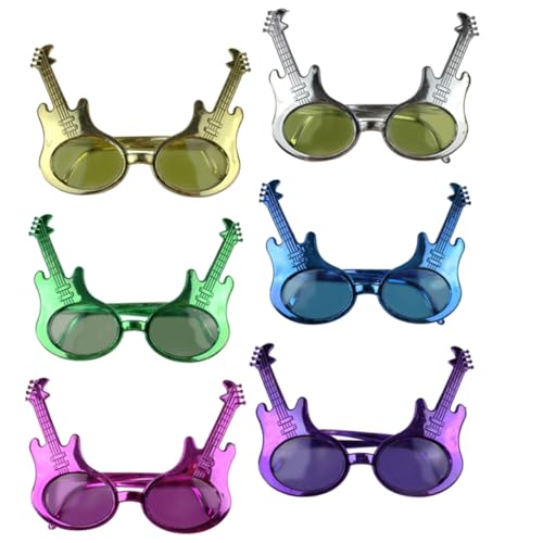 HOMOCONO 6-teilige Lustige Brille Partybrille Brille Im Gitarrendesign Dekorative Für Musikparty Geburtstagsfeier Kostümball Fotorequisit von HOMOCONO