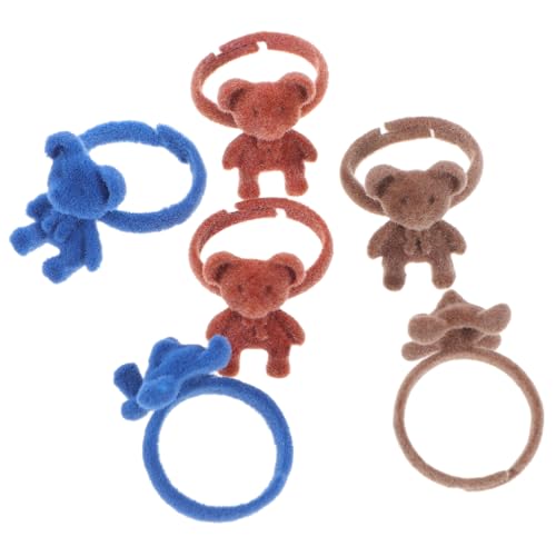 HOMOCONO 6 Stück Niedliche Verstellbare Bären-Ringe, Beflockter Bären-schmuck, Offene Cartoon-bär-Ringe, Beflockter Bären-schmuck, Cartoon-bär-zubehör Für Frauen Und Mädchen HOMOCONO 6 Stück Niedliche Verstellbare Bären-Ringe, Beflockter Bären-schmuck, Offene Cartoon-bär-Ringe, Beflockter Bären-schmuck, Cartoon-bär-zubehör Für Frauen Und Mädchen von HOMOCONO