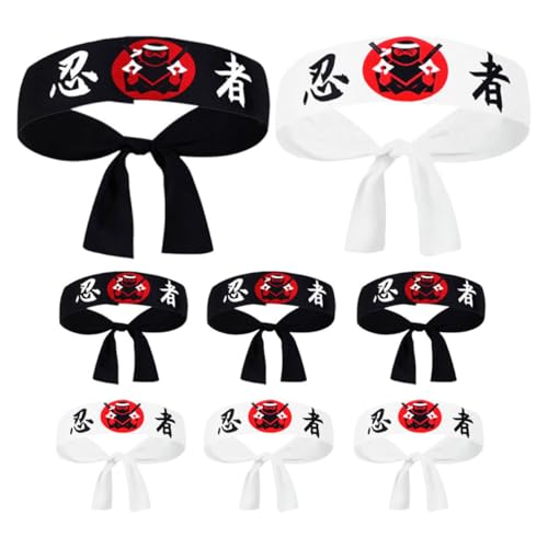 HOMOCONO 8 Stück Japanische Ninja Stirnbänder Multifunktionale Kostümaccessoires für Karate Partys und Dekorationen Bequem und Vielseitig für Cosplay und Tägliche Mode von HOMOCONO