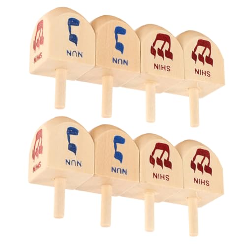 HOMOCONO 8 Stück Teiliges Traditionelles Jüdisches Dreidel aus Natürlichem Holz Interaktives für Feiertage als Partygeschenk für Fördert Konzentration und Spaß von HOMOCONO