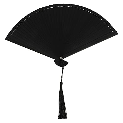 HOMOCONO Faltbarer Handfächer aus mit Quaste und Tasche Retro Design für Auftritte Partys Tragbar und von HOMOCONO