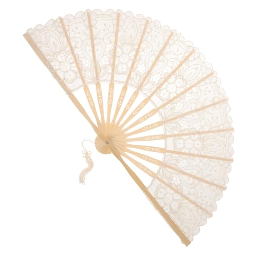 HOMOCONO Faltbarer Spitzenfächer aus mit Quaste Eleganter Handgefertigter Hochzeitsfächer für Damen und Tanzaufführungen Vintage Dekorativ und Praktisch HOMOCONO Faltbarer Spitzenfächer aus mit Quaste Eleganter Handgefertigter Hochzeitsfächer für Damen und Tanzaufführungen Vintage Dekorativ und Praktisch von HOMOCONO