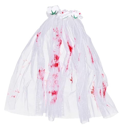 HOMOCONO Halloween roter Schleier mit Kamm Langer Gothic Kopfschmuck Totenkopf Haaraccessoire für Damen Halloween Party Kostüm Einzigartiger Party Schleier HOMOCONO Halloween roter Schleier mit Kamm Langer Gothic Kopfschmuck Totenkopf Haaraccessoire für Damen Halloween Party Kostüm Einzigartiger Party Schleier von HOMOCONO