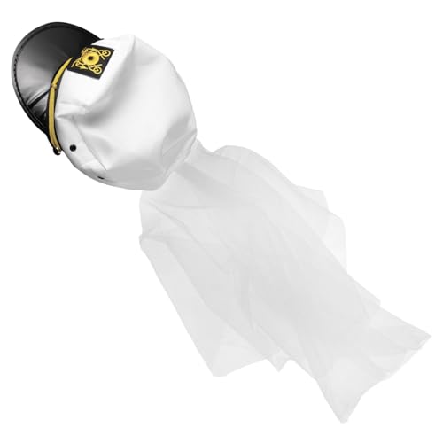 HOMOCONO Hochzeitsfeier Marine Hut Braut Hut Mit Schleier Elegantes Braut Accessoire von HOMOCONO