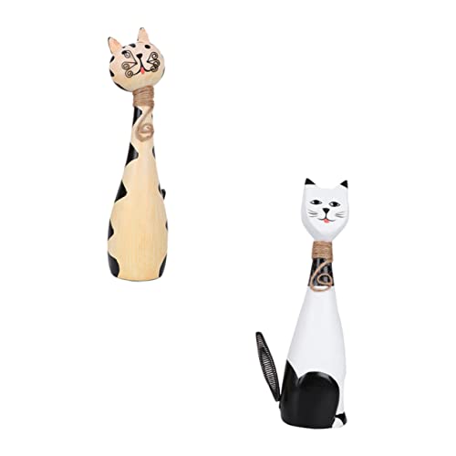 HOMOCONO Paar Katzenstatuen Aus Holz Wohndekor & Glatte Oberfläche HOMOCONO Paar Katzenstatuen Aus Holz Wohndekor & Glatte Oberfläche von HOMOCONO
