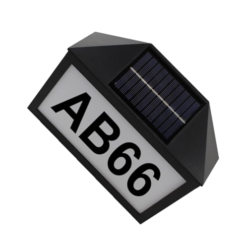 HOMOCONO Solar Hausnummernschild mit LED Beleuchtung Energiesparendes Adressschild für Außenbereich Solar Licht für Hausnummern Einfache Installation und Nutzung Einzigartiges Design für von HOMOCONO