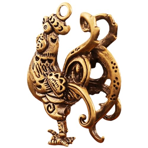 HOMOCONO Vintage Kupfer Hahn Schlüsselanhänger Handgefertigte Hühnerstatue für Bürodekoration Robuste und Stilvolle Tischfigur aus Hochwertigem Kupfer Charmanter Rooster von HOMOCONO