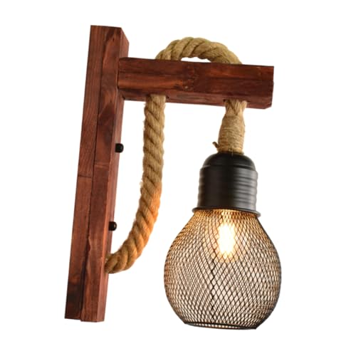 HOMOCONO Wandlampe im Ländlichen Stil Retro Hängelampe mit Juteseil Dekorative Wandleuchte für Schlafzimmer Wohnzimmer und Gastronomie Retro Rot mit Lampenschirm HOMOCONO Wandlampe im Ländlichen Stil Retro Hängelampe mit Juteseil Dekorative Wandleuchte für Schlafzimmer Wohnzimmer und Gastronomie Retro Rot mit Lampenschirm von HOMOCONO