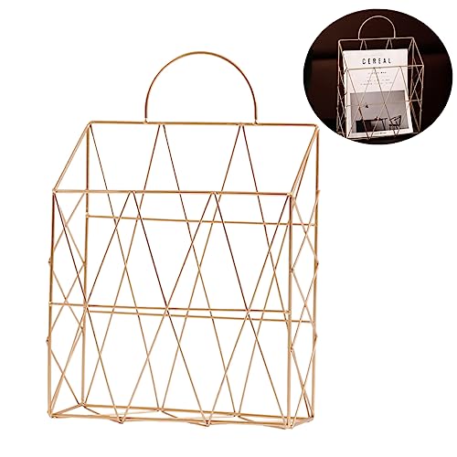 HOMOCONO Wandmontierter Zeitungs und Zeitschriftenhalter aus Robustem Multifunktionale Metallaufbewahrungskorb mit Griff für Bücher und Dokumente für Büro und Wohnzimmer Gold HOMOCONO Wandmontierter Zeitungs und Zeitschriftenhalter aus Robustem Multifunktionale Metallaufbewahrungskorb mit Griff für Bücher und Dokumente für Büro und Wohnzimmer Gold von HOMOCONO